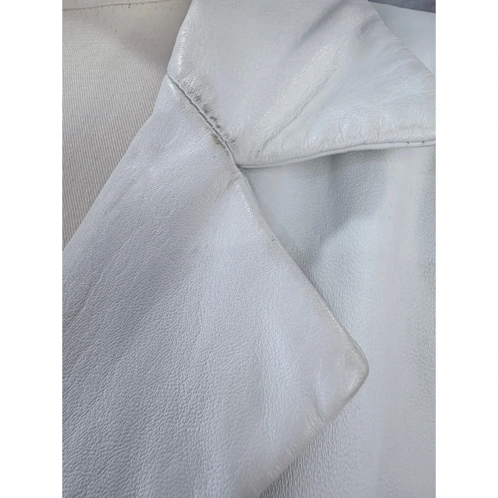 Terry Lewis Classic Luxuries White Genuine Leather Long Coat Size 1X - Picture 5 of 13